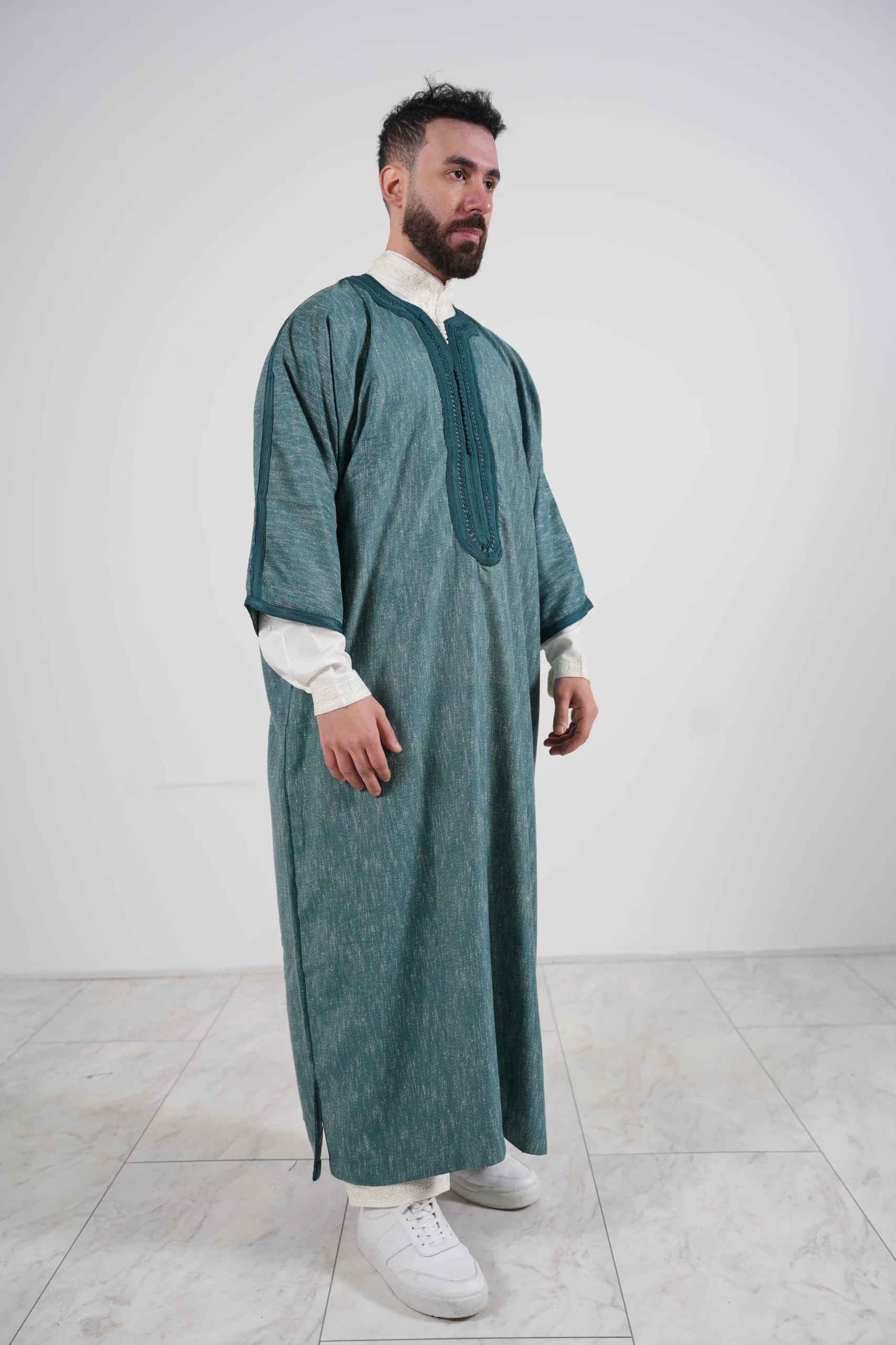 Blue petrol gandoura handmade - Image 2