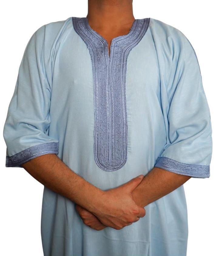 Moroccan Gandoura, Jubbah Djellaba Kaftan Eid Ramadan Kandura Kamees Men Moroccan Style - Image 3