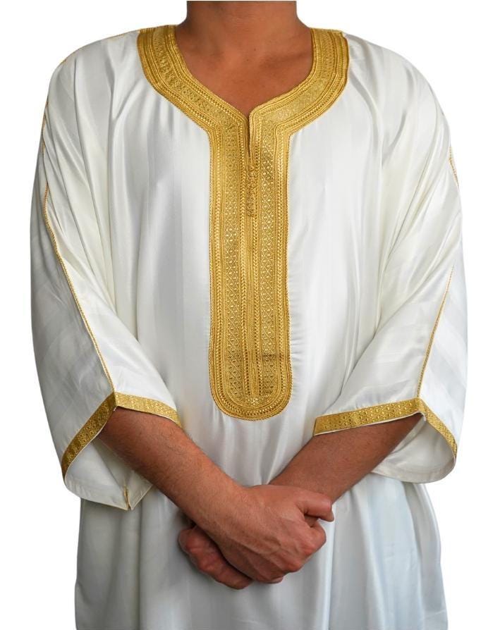 Moroccan Gandoura, Jubbah Djellaba Kaftan Eid Ramadan Kandura Kamees Men Moroccan Style - Image 2