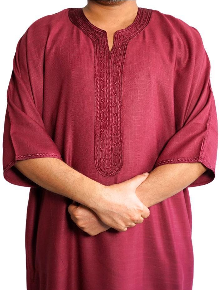 Moroccan Gandoura, Jubbah Djellaba Kaftan Eid Ramadan Kandura Kamees Men Moroccan Style