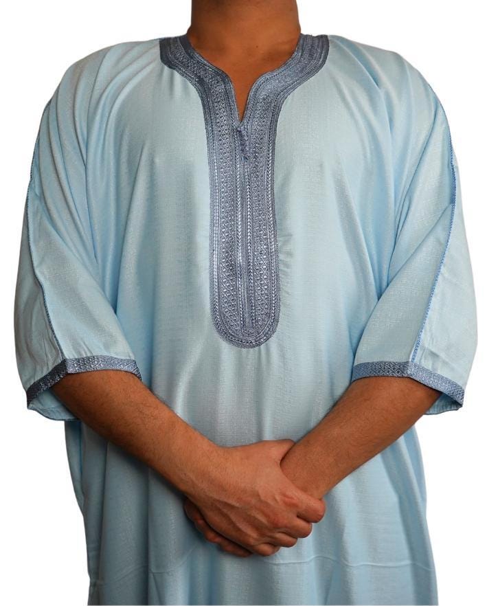 Moroccan Gandoura, Jubbah Djellaba Kaftan Eid Ramadan Kandura Kamees Men Moroccan Style - Image 4